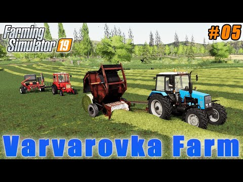 Mowing, baling and wrapping grass, contracts | Varvarovka with Seasons | FS 19 | Timelapse #05