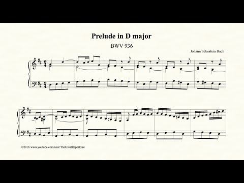 Bach, Prelude in D major, BWV 936, Harpsichord