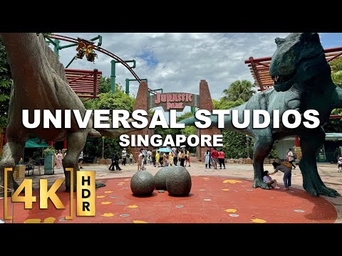 Video: Full Walking Tour of UNIVERSAL STUDIOS SINGAPORE! | Dinosaur Shows & POV Ride Tours | Sentosa Island