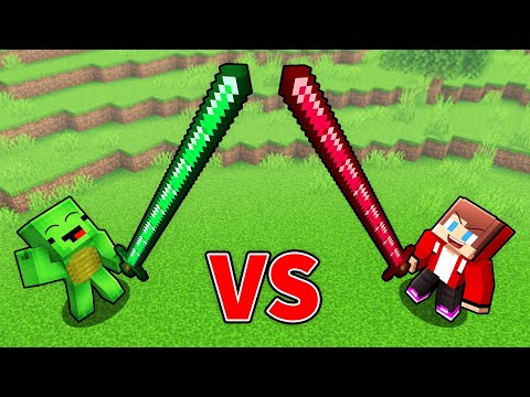 Mikey EMERALD vs JJ RUBY LONGEST SWORD Survival Battle in Minecraft (Maizen)