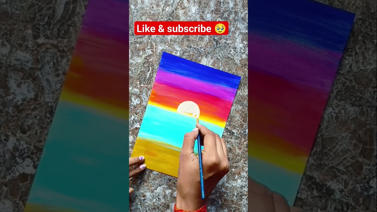 Beach Sunset Painting Tutorial , Beginners step by step serene sunsets #shorts #ytshorts #painting