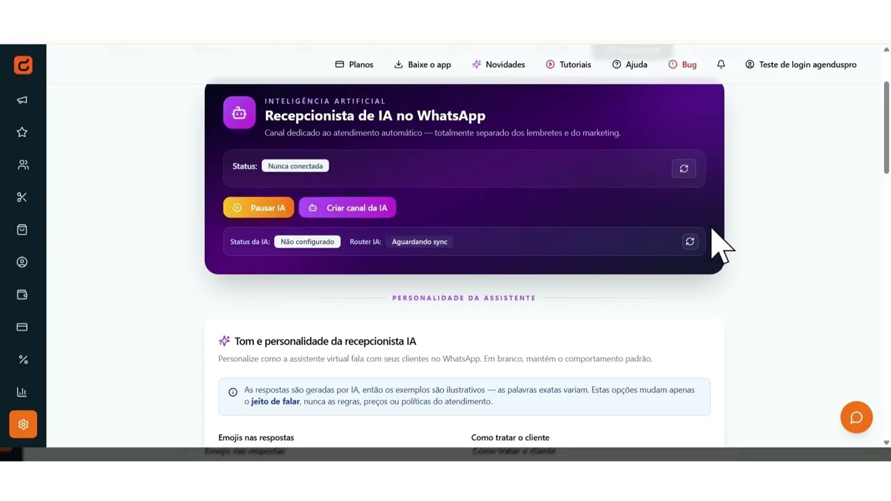 Demonstração da Recepcionista de IA