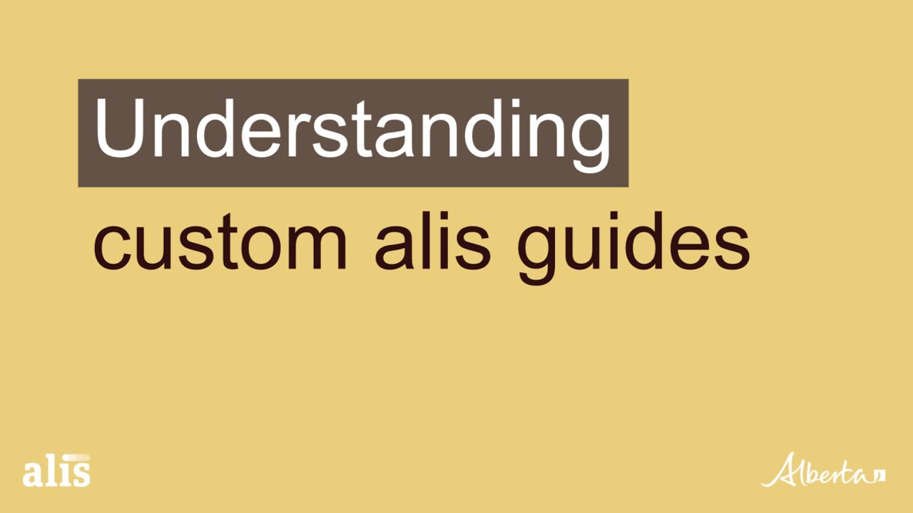 Alis Training - Understanding custom alis guides