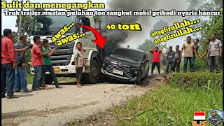 Download lagu Innalillahi‼️Truk trailer muatan puluhan ton sangkut mobil pribadi nyaris hancur di jalur batu jomba mp3