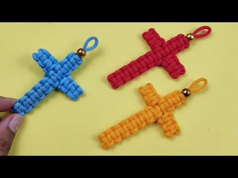 llavero macramé / Paracord keychain / Macrame keychain tutorial / DIY Macrame Cross keychain #2