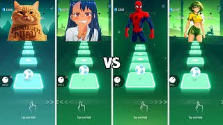 Miau Miau Montagem vs Gambare Gambare vs Spiderman vs Passo Solto ATLXS - Tiles Hop - V Gamer 🤩