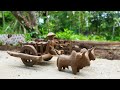 Amazing Technique To Make DIY Miniature Bullock Cart From Clay How To Make Clay Cow And Cart
