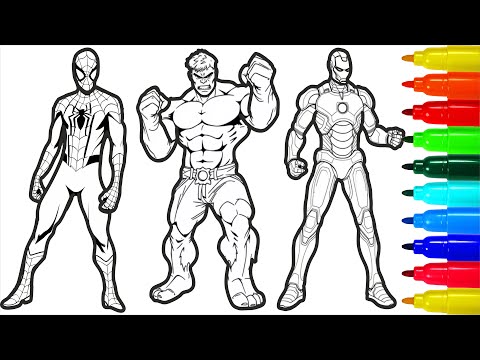 Hulk Spiderman Iron Man Batman Wolverine Unity Coloring Pages