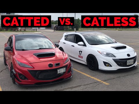 CATLESS vs CATTED DOWNPIPE Mazdaspeed 3 COMPARISON | Which Sounds Better? (REVS, 2 STEP, DRIVEBYS)