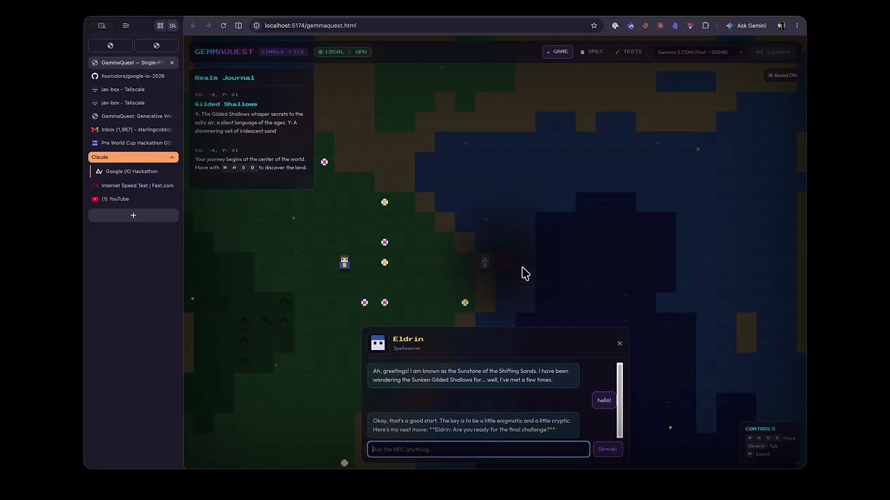 GemmaQuest: Serverless WebGPU RPG project preview