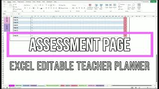 Editing the Assessment Page | Video 6 | Excel Editable Digital Teacher Planner