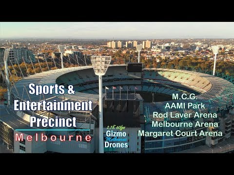 Melbourne Sports Precinct by Drone - MCG, AAMI Park, Rod Laver Arena - Victoria, Australia