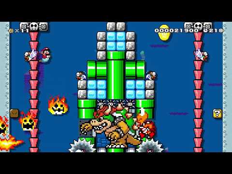 Bowser's Flooded Fort of Fire by LukeyMaker - Super Mario Maker 2 - No Commentary 1cb 022020