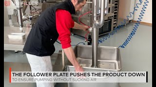 Use the Unifiller Hopper Topper Follower Plate when pumping stiff or thick, non-flowable products