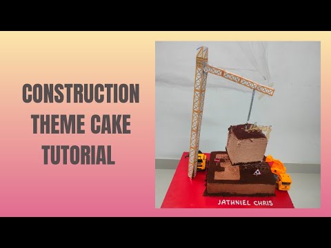 Construction theme gravity defying cake tutorial @mysecretcookbook