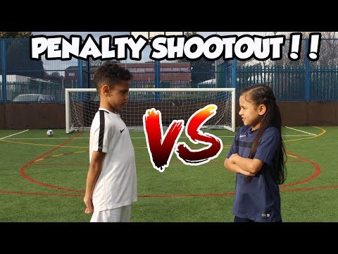 Football challenge between brother and sister