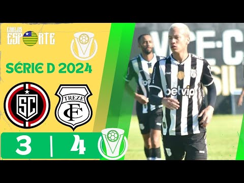 Santa Cruz-RN x Treze.  Brasileiro série D 2024. Melhores momentos do jogo.