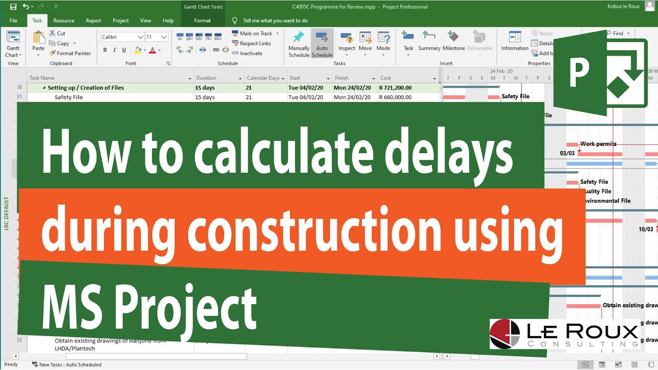 Prospective delay analysis using MS Project