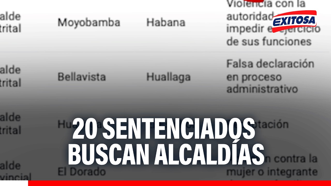 🔴🔵 20 candidatos que postulan a las alcaldías provinciales y distritales registran sentencias