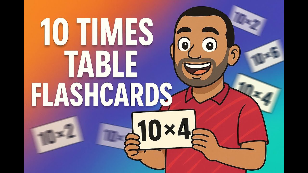 10's times tables flashcards I Multiplication facts game