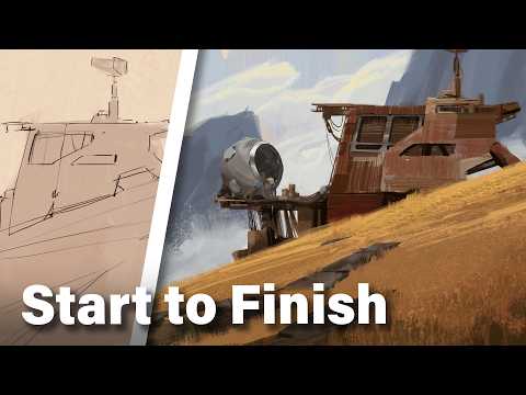 This is How I Paint Concept Art from Scratch ( Digital Painting Tutorial )