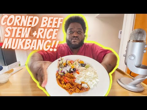 CORNED BEEF STEW RICE MUKBANG | Simple Ghanaian meals