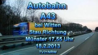 preview picture of video 'A43 Stau Richtung Münster Autobahn bei Witten  17.55 Uhr 18.2.2013 TVAlpino21NRW'
