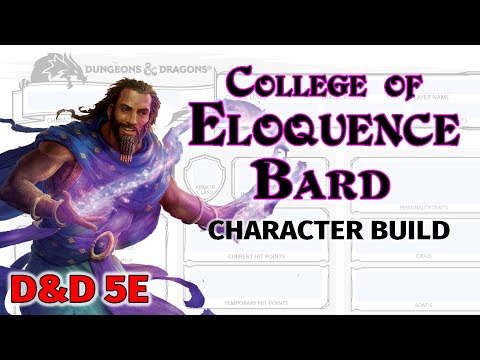 D&D College of Eloquence Bard 5E Build - D&D Beyond - Tasha's Cauldron of Everything - Wally DM
