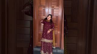 Maroon Embellished Raw Silk Sharara - Video 1