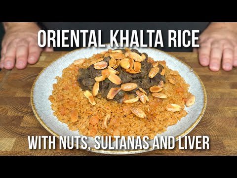 Oriental Khalta rice - Caramelized rice with nuts, sultanas and meat