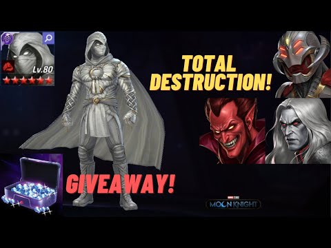 LVL 80 MOON KNIGHT DESTROYING WBL! KNULL 24/ ULTRON 19/ MEPHISTO 39 & GIVEAWAY - Marvel Future Fight