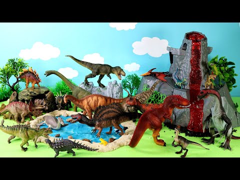 Fun Volcano Diorama and Dinosaur Figurines