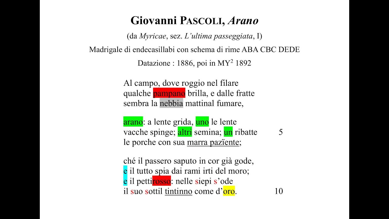 Giovanni Pascoli, "Arano", 1886 (da "Myricae") : testo, lettura, parafrasi, analisi e commento
