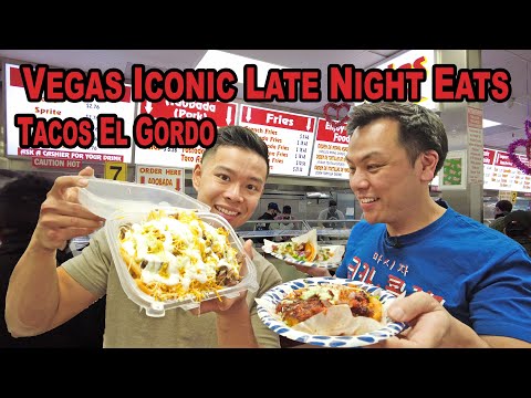 Melhores comidas baratas tarde da noite em Vegas!Os icônicos Tacos El Gordo