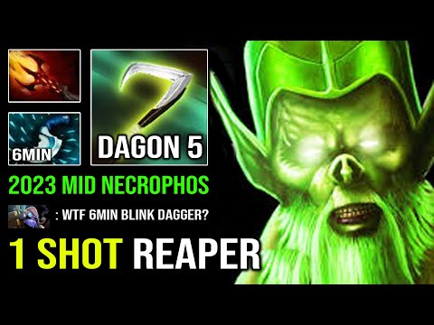 WTF 6Min Blink Dagger 1 Shot LEVEL 5 Dagon Necrophos - NEW 2023 Solo Mid Guide Dota 2