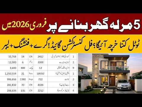 5 Marla Ghar Banane Ka Kharcha 2026 | 5 Marla House Construction Cost in Pakistan