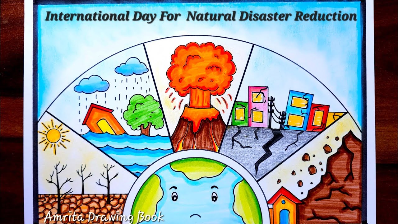 International Day for Disaster Reduction Drawing-13th Oct | Types of Natural Disaster Drawing easy