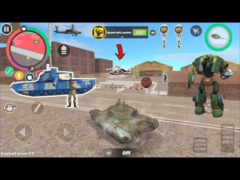 Rope Hero: Vice Town(Transformer Tank Robot Enter Army Base)Tank vs Helicopter - Android Gameplay HD