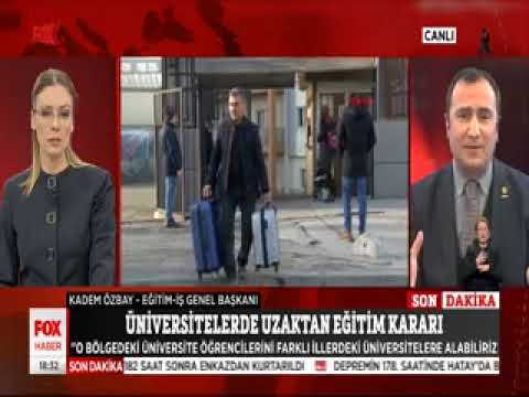 Genel Başkanımız Kadem Özbay, FOX TV`de, Gülbin Tosun`un konuğu oldu ve deprem felaketinden sonra eğitimde alınması gereken tedbirleri değerlendirdi.13.02.2023 | EĞİTİM İŞ