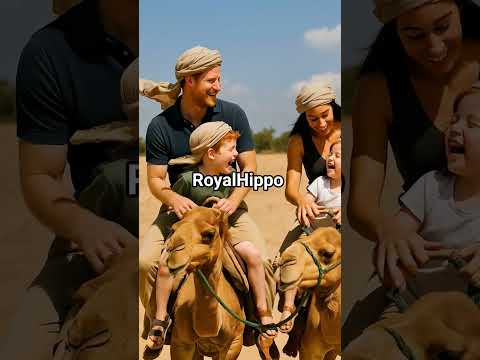Prince Harry and kids camel riding in Dubai #camel #dubai #travel #sand #animals #fun #happy #fyp