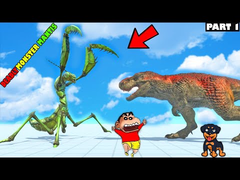 GIANT MANTIS vs EVERY UNIT😱 (Part 1) SHINCHAN and CHOP DINOSAUR Hindi animal revolt battle simulator