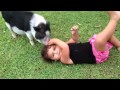My little girl playing with the baby pig 