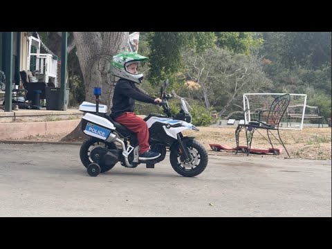 BMW Kids Police Motorcycle 12v! Tons Of Fun- Let Sterling Play