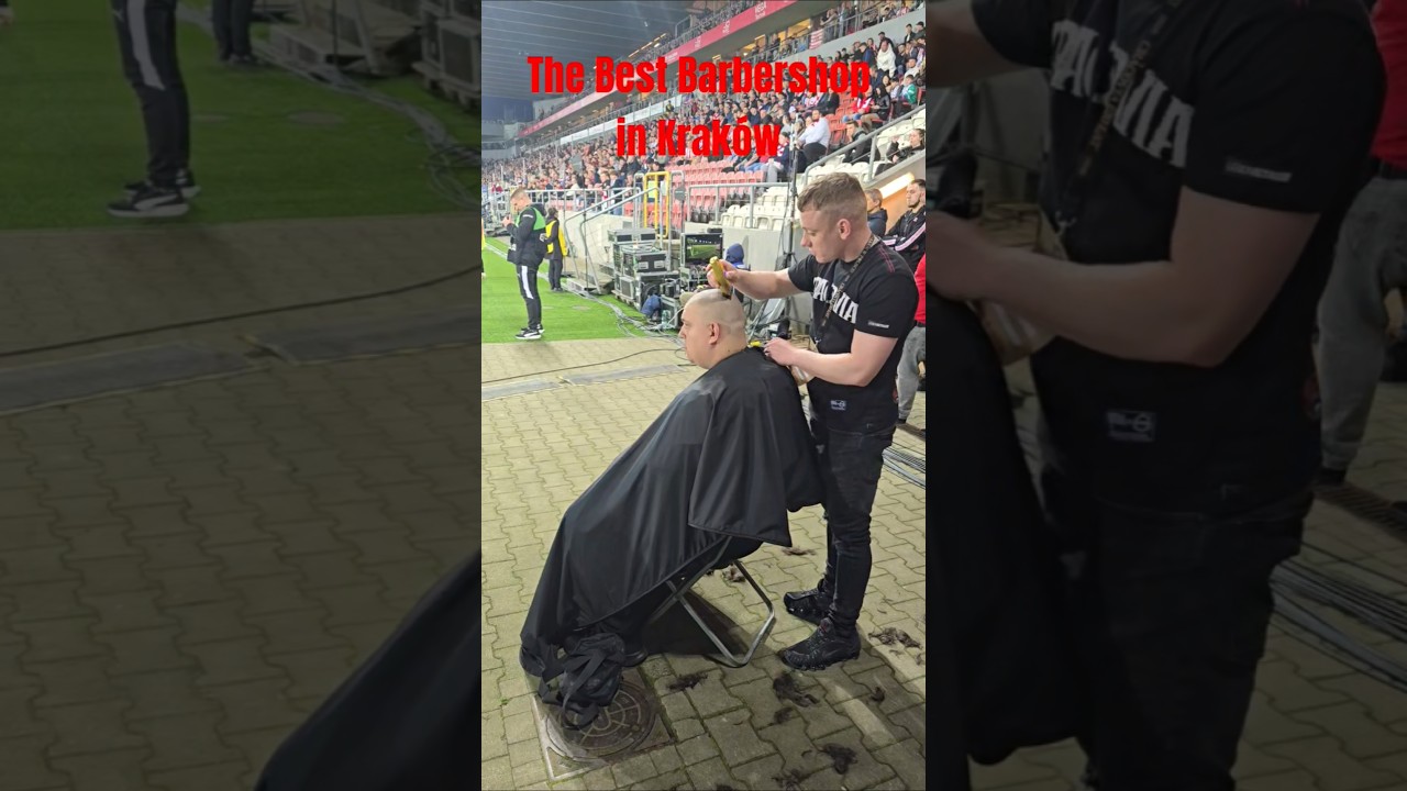 Pitch side Barbers in Kraków #krakow #football