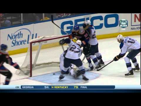 NYI no goal in OT, kicked in. St. Louis Blues vs NY Islanders 1/25/14 NHL Hockey.