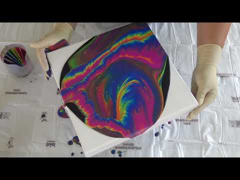 (975) Abstract LANDSCAPE with RAINBOW Colours ~ Acrylic Pour Painting ~ Fluid Art using Split cup