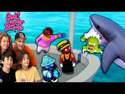 Somos SALVAJES sin control en Gang Beasts!! y me pilla el tiburon...