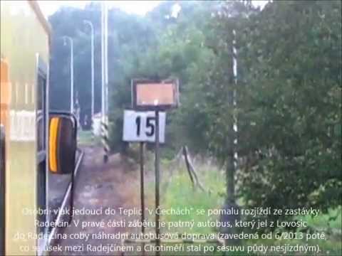 Radejčín, pomalý odjezd (15 km/h kvůli "přibližováku") z "posesuvové výchozí zastávky", 8/2014