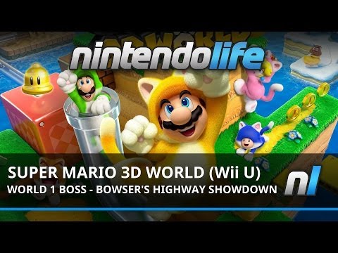 Super Mario 3D World (Wii U) World 1 Boss - Bowser's Highway Showdown