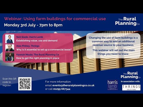 TRPC Webinar - Using farm buildings for commercial use - July 2023
